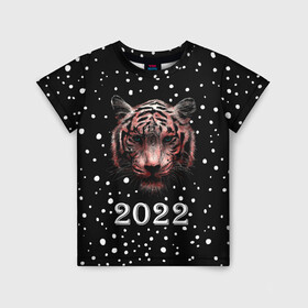 Детская футболка 3D с принтом New Year Immortal Tiger в Новосибирске, 100% гипоаллергенный полиэфир | прямой крой, круглый вырез горловины, длина до линии бедер, чуть спущенное плечо, ткань немного тянется | 2022 | 22 | christmas | claus | deer | frost | immortal | new | santa | second | snow | spruce | symbol | team | three | tiger | tree | twenty | winter | year | второй | год | года | двадать | дед | елка | ель | зима | клаус | мороз | нового