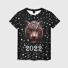 Женская футболка 3D с принтом New Year Immortal Tiger в Новосибирске, 100% полиэфир ( синтетическое хлопкоподобное полотно) | прямой крой, круглый вырез горловины, длина до линии бедер | 2022 | 22 | christmas | claus | deer | frost | immortal | new | santa | second | snow | spruce | symbol | team | three | tiger | tree | twenty | winter | year | второй | год | года | двадать | дед | елка | ель | зима | клаус | мороз | нового