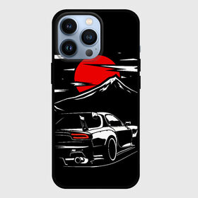 Чехол для iPhone 13 Pro с принтом MAZDA RX 7 | Мазда  при свете красной луны в Новосибирске,  |  | Тематика изображения на принте: car | drift | initinial d | mazda | mazda z | rx 7 | rx7 | дрифт | мазда | машина