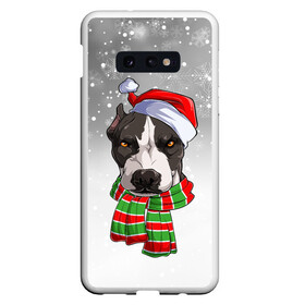 Чехол для Samsung S10E с принтом Новогодний Питбуль   New Years Pit bull в Новосибирске, Силикон | Область печати: задняя сторона чехла, без боковых панелей | christmas | dog | pit bull | santa | дед мороз | зима | новый год | питбуль | рождество | санта | снег | снежинка | собака | собачка | щенок