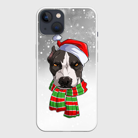 Чехол для iPhone 13 с принтом Новогодний Питбуль   New Years Pit bull в Новосибирске,  |  | christmas | dog | pit bull | santa | дед мороз | зима | новый год | питбуль | рождество | санта | снег | снежинка | собака | собачка | щенок
