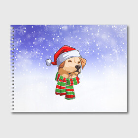 Альбом для рисования с принтом Новогодний Лабрадор   New Years Labrador в Новосибирске, 100% бумага
 | матовая бумага, плотность 200 мг. | Тематика изображения на принте: christmas | dog | labrador | retriever | santa | дед мороз | зима | лабрадор | новый год | ретривер | рождество | санта | снег | снежинка | собака | собачка | щенок