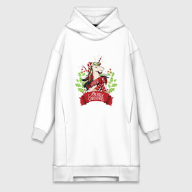 Платье-худи хлопок с принтом Christmas Unicorn в Новосибирске,  |  | art | christmas | holiday | inscription | new year | scarf | stars | unicorn | арт | единорог | звезды | надпись | новый год | праздник | рождество | шарф