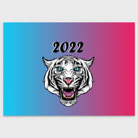 Поздравительная открытка с принтом Оскал тигра в Новосибирске, 100% бумага | плотность бумаги 280 г/м2, матовая, на обратной стороне линовка и место для марки
 | кошка | новый год | оскал | праздник | тигр