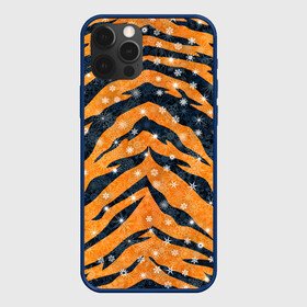 Чехол для iPhone 12 Pro Max с принтом Новогодняя шкура тигра в Новосибирске, Силикон |  | Тематика изображения на принте: 2022 | новый год | оранжевый | полосатый | полоски | полосы | снег | снежинки | тгриный | тигр