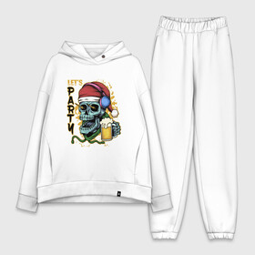 Женский костюм хлопок Oversize с принтом Skull Santa в Новосибирске,  |  | art | beer | christmas | headphones | new year | santa | skull | арт | наушники | новый год | рождество | санта | череп