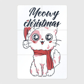 Магнитный плакат 2Х3 с принтом Christmas Cat в Новосибирске, Полимерный материал с магнитным слоем | 6 деталей размером 9*9 см | Тематика изображения на принте: art | cat | christmas | holiday | new year | арт | кот | котик | кошка | новый год | праздник | рождество