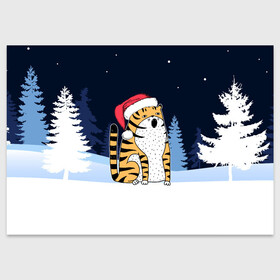 Поздравительная открытка с принтом Удивленный тигр 2022 в Новосибирске, 100% бумага | плотность бумаги 280 г/м2, матовая, на обратной стороне линовка и место для марки
 | 2022 | год тигра | новый год | новый год 2022 | символ года | тигр | тигренок | тигрица | тигры