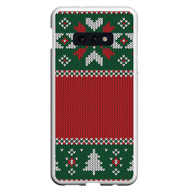 Чехол для Samsung S10E с принтом Knitted Christmas Pattern в Новосибирске, Силикон | Область печати: задняя сторона чехла, без боковых панелей | background | christmas | holiday | knitted | knitted pattern | pattern | trees | winter | вязаный | вязаный узор | елки | зима | праздник | рождество | узор | фон