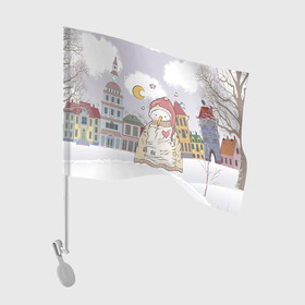 Флаг для автомобиля с принтом Одинокий снеговик в Новосибирске, 100% полиэстер | Размер: 30*21 см | brawl | brawl stars | brawlstars | lola | бравл | бравлстарс | лола | лоли | разрушитель
