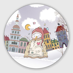 Круглый коврик для мышки с принтом Одинокий снеговик в Новосибирске, резина и полиэстер | круглая форма, изображение наносится на всю лицевую часть | brawl | brawl stars | brawlstars | lola | бравл | бравлстарс | лола | лоли | разрушитель