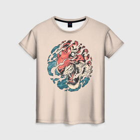 Женская футболка 3D с принтом Тора. Японский тигр в Новосибирске, 100% полиэфир ( синтетическое хлопкоподобное полотно) | прямой крой, круглый вырез горловины, длина до линии бедер | 2022 | 22 | eyes | fangs | japan | japanese | new | ocean | river | sea | second | symbol | tiger | tora | torah | twenty | water | year | вода | второй | глаза | год | года | двадцать | клыки | море | нового | новый | океан | река | символ | тигр | тора 