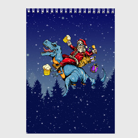 Скетчбук с принтом Санта Клаус на Пивозавре в Новосибирске, 100% бумага
 | 48 листов, плотность листов — 100 г/м2, плотность картонной обложки — 250 г/м2. Листы скреплены сверху удобной пружинной спиралью | christmas | santa | дед мороз | динозавр | елка | зима | новый год | подарок | рождество | санта | снег | снежинка
