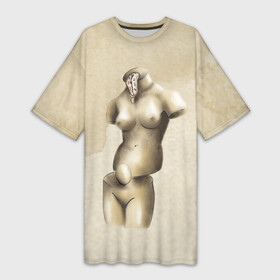 Платье-футболка 3D с принтом Акварельная Венера в стиле Сальвадора Дали в Новосибирске,  |  | акварель | бежевая | бежевый | девушка | женская фигура | женщина | искусство | натура | обнаженная | обнаженная девушка | обнаженная жнщина | произведение искусства | скульптура | фигура