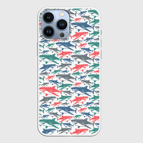 Чехол для iPhone 13 Pro Max с принтом Разноцветные Акулы в Новосибирске,  |  | fish | ocean | predator | shark | white shark | акула | белая акула | зубы | море | морской хищник | океан | рыба | хищная рыба | хищник