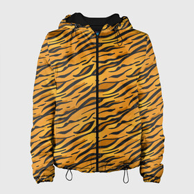 Женская куртка 3D с принтом Тигровый Окрас (Tiger) в Новосибирске, ткань верха — 100% полиэстер, подклад — флис | прямой крой, подол и капюшон оформлены резинкой с фиксаторами, два кармана без застежек по бокам, один большой потайной карман на груди. Карман на груди застегивается на липучку | animal | beast | cat | predator | tiger | амурский тигр | белый тигр | год тигра | животное | зверь | кот | полосатая кошка | саблезубый тигр | тигр | хищник | царь джунглей | шерхан