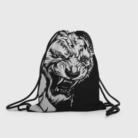 Рюкзак-мешок 3D с принтом Тигр: свирепый и кровожадный в Новосибирске, 100% полиэстер | плотность ткани — 200 г/м2, размер — 35 х 45 см; лямки — толстые шнурки, застежка на шнуровке, без карманов и подкладки | 2022 | bloodthirsty | ferocious | look | powerful | predator | strong | tiger | year of the tiger | взгляд | год тигра | кровожадный | мощный | свирепый | сильный | тигр | хищник
