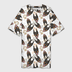Платье-футболка 3D с принтом Доберман (Doberman) в Новосибирске,  |  | animal | doberman | dog | pinscher | schnauzer | год собаки | доберман | друг человека | животное | зверь | кинолог | пес | пинчер | порода собак | собака доберман | собаковод | хищник | четвероногий | шнауцер