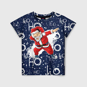 Детская футболка 3D с принтом Санта Клаус Даб в Новосибирске, 100% гипоаллергенный полиэфир | прямой крой, круглый вырез горловины, длина до линии бедер, чуть спущенное плечо, ткань немного тянется | Тематика изображения на принте: christmas | dab | dabbing | santa | дед мороз | елка | зима | новый год | подарок | рождество | санта | снег | снегурочка | снежинка