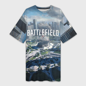 Платье-футболка 3D с принтом Battlefield 2042  КАЛЕЙДОСКОП в Новосибирске,  |  | 2042 | action | art | battlefield | dice | game | map | shooter | арт | батла | батлфилд | война | калейдоскоп | карта | шутер