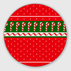 Круглый коврик для мышки с принтом ЛЕДЕНЦЫ НОВОГОДНИЕ в Новосибирске, резина и полиэстер | круглая форма, изображение наносится на всю лицевую часть | 2020 | 2021 | christmas | merry | леденец | нг | новогодний | новый год | рождество | свитер | узоры