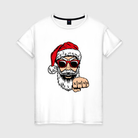 Женская футболка хлопок с принтом Bad Santa xmas Плохой Санта в Новосибирске, 100% хлопок | прямой крой, круглый вырез горловины, длина до линии бедер, слегка спущенное плечо | 2022 | santa | дед мороз | новый год | новый год 2022 | санта