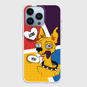 Чехол для iPhone 13 Pro с принтом Comics Пес Dog Love Yes в Новосибирске,  |  | comics | dog | pop art | собака | чихуахуа | яркий