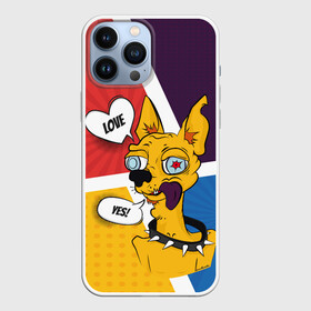 Чехол для iPhone 13 Pro Max с принтом Comics Пес Dog Love Yes в Новосибирске,  |  | comics | dog | pop art | собака | чихуахуа | яркий