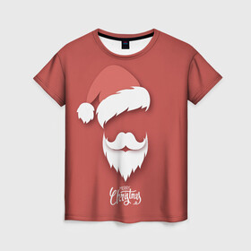 Женская футболка 3D с принтом Merry Christmas | Счастливого Рождества в Новосибирске, 100% полиэфир ( синтетическое хлопкоподобное полотно) | прямой крой, круглый вырез горловины, длина до линии бедер | 2022 | christmas | cold | klaus | merry | new | santa | winter | year | борода | год | дед | зима | клаус | мороз | новый | рождество | санта | тигра | холод