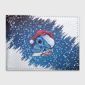 Обложка для студенческого билета с принтом Merry Christmas | Счастливого Рождества | Skull в Новосибирске, натуральная кожа | Размер: 11*8 см; Печать на всей внешней стороне | Тематика изображения на принте: 2022 | christmas | cold | klaus | merry | new | santa | skull | snow | winter | year | год | дед | зима | клаус | мороз | новый | рождество | санта | скелет | снег | холод | череп