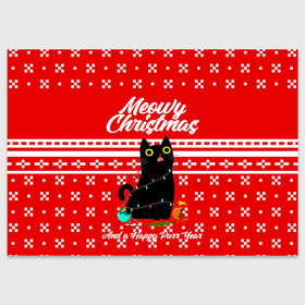 Поздравительная открытка с принтом MEOW | CHRISTMAS в Новосибирске, 100% бумага | плотность бумаги 280 г/м2, матовая, на обратной стороне линовка и место для марки
 | 2020 | 2021 | 2022 | christmas | meow | meowy christmas | merry | кот | леденец | мяу | нг | новогодний | новый год | олени | рождество | свитер | узоры