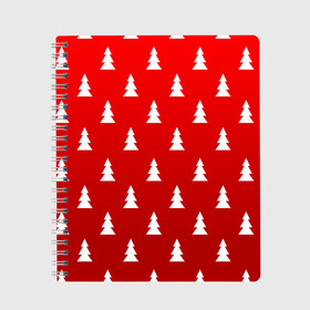 Тетрадь с принтом НОВОГОДНИЕ ЁЛКИ 2022 в Новосибирске, 100% бумага | 48 листов, плотность листов — 60 г/м2, плотность картонной обложки — 250 г/м2. Листы скреплены сбоку удобной пружинной спиралью. Уголки страниц и обложки скругленные. Цвет линий — светло-серый
 | 2022 | beast | merry christmas | new year | red bow | santa hat | snow | tiger | winter | winter is coming | year of the tiger | год тигра | дед мороз | животные | звери | зверь | зима | зима 2022 | зима близко | новогодний свитер | новогодний у