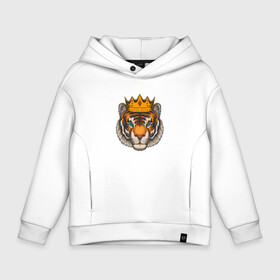 Детское худи Oversize хлопок с принтом Тигр в короне Tiger in the crown в Новосибирске, френч-терри — 70% хлопок, 30% полиэстер. Мягкий теплый начес внутри —100% хлопок | боковые карманы, эластичные манжеты и нижняя кромка, капюшон на магнитной кнопке | Тематика изображения на принте: furry | low poly | tiger | восточный тигр | год тигра | кошка | лоу поли | тигр | тигренок | фурри | хищник