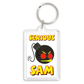 Брелок прямоугольный 35*50 с принтом Serious Sam Bomb Logo в Новосибирске,  |  | bomb | serious sam | бомба | динамит | крутой сэм | сем | сериос сем | сериос сэм | сириус сэм | сэм