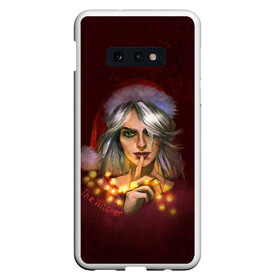 Чехол для Samsung S10E с принтом Цирилла The Witcher в Новосибирске, Силикон | Область печати: задняя сторона чехла, без боковых панелей | девушка | надпись | огоньки | персонаж | шапка