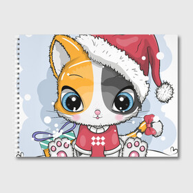 Альбом для рисования с принтом Новогодняя kitty в Новосибирске, 100% бумага
 | матовая бумага, плотность 200 мг. | Тематика изображения на принте: cat | christmas | kitten | kitty | new year | животные | кот | котенок | котики | кошечка | милота | милый | новогодний | новый год | рождественский | снежный