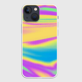 Чехол для iPhone 13 mini с принтом Holographic Neon Waves в Новосибирске,  |  | abstract | gradient | holographic | neon | neon stripes | rainbow | stripes | vaporwave | wave | абстрактный узор | абстракция | волны | голографические | градиент | краски | красочный | линии | неоновые полосы | полосы | радужный