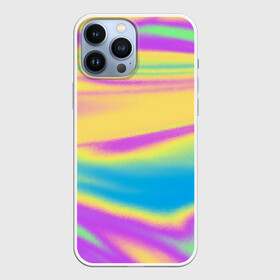 Чехол для iPhone 13 Pro Max с принтом Holographic Neon Waves в Новосибирске,  |  | abstract | gradient | holographic | neon | neon stripes | rainbow | stripes | vaporwave | wave | абстрактный узор | абстракция | волны | голографические | градиент | краски | красочный | линии | неоновые полосы | полосы | радужный