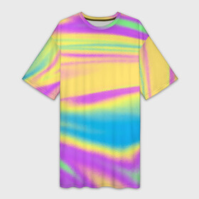 Платье-футболка 3D с принтом Holographic Neon Waves в Новосибирске,  |  | abstract | gradient | holographic | neon | neon stripes | rainbow | stripes | vaporwave | wave | абстрактный узор | абстракция | волны | голографические | градиент | краски | красочный | линии | неоновые полосы | полосы | радужный