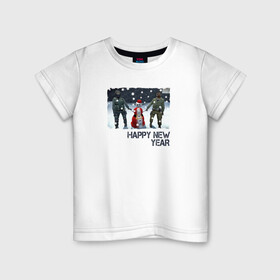 Детская футболка хлопок с принтом Counter Strike HNY в Новосибирске, 100% хлопок | круглый вырез горловины, полуприлегающий силуэт, длина до линии бедер | люди | мужчины | персонажи | снег | снеговик