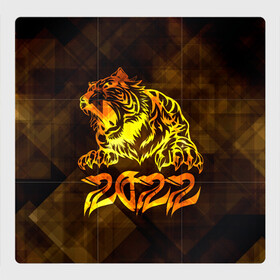 Магнитный плакат 3Х3 с принтом Хищник Тигр 2022 в Новосибирске, Полимерный материал с магнитным слоем | 9 деталей размером 9*9 см | Тематика изображения на принте: 2022 | tiger | восточный тигр | год тигра | кошка | тигр | тигренок | хищник