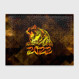 Обложка для студенческого билета с принтом Хищник Тигр 2022 в Новосибирске, натуральная кожа | Размер: 11*8 см; Печать на всей внешней стороне | Тематика изображения на принте: 2022 | tiger | восточный тигр | год тигра | кошка | тигр | тигренок | хищник