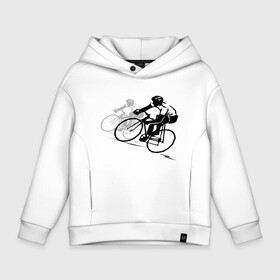 Детское худи Oversize хлопок с принтом Велоспорт шоссе в Новосибирске, френч-терри — 70% хлопок, 30% полиэстер. Мягкий теплый начес внутри —100% хлопок | боковые карманы, эластичные манжеты и нижняя кромка, капюшон на магнитной кнопке | Тематика изображения на принте: bike | велосипед | велосипедист | велоспорт | спорт | спортсмен | шоссе | шоссейник | шоссер