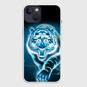 Чехол для iPhone 13 с принтом НЕНОНОВЫЙ ТИГР 2022 | NEON TIGER NEW YEAR в Новосибирске,  |  | 2022 | beast | merry christmas | new year | red bow | santa hat | snow | tiger | winter | winter is coming | year of the tiger | год тигра | дед мороз | животные | звери | зверь | зима | зима 2022 | зима близко | новог | новогодни