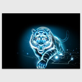 Поздравительная открытка с принтом НЕНОНОВЫЙ ТИГР 2022 | NEON TIGER NEW YEAR в Новосибирске, 100% бумага | плотность бумаги 280 г/м2, матовая, на обратной стороне линовка и место для марки
 | 2022 | beast | merry christmas | new year | red bow | santa hat | snow | tiger | winter | winter is coming | year of the tiger | год тигра | дед мороз | животные | звери | зверь | зима | зима 2022 | зима близко | новог | новогодни