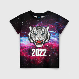 Детская футболка 3D с принтом ЧЁРНЫЙ ТИГР НОВЫЙ ГОД 2022   GRAY TIGER NEW YEAR в Новосибирске, 100% гипоаллергенный полиэфир | прямой крой, круглый вырез горловины, длина до линии бедер, чуть спущенное плечо, ткань немного тянется | Тематика изображения на принте: 2022 | beast | merry christmas | new year | red bow | santa hat | snow | tiger | winter | winter is coming | year of the tiger | год тигра | дед мороз | животные | звери | зверь | зима | зима 2022 | зима близко | новог | новогодни