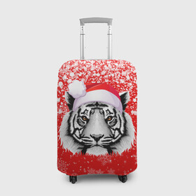 Чехол для чемодана 3D с принтом НОВОГОДНИЙ ТИГР 2022   ЕШПУК 2022 в Новосибирске, 86% полиэфир, 14% спандекс | двустороннее нанесение принта, прорези для ручек и колес | 2022 | beast | merry christmas | new year | red bow | santa hat | snow | tiger | winter | winter is coming | year of the tiger | год тигра | дед мороз | животные | звери | зверь | зима | зима 2022 | зима близко | новог | новогодни