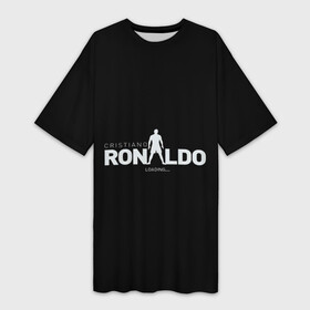 Платье-футболка 3D с принтом Cristiano Ronaldo Black Theme в Новосибирске,  |  | cr7 | cristiano ronaldo | англия | апл | кригтиану | криштиану ронадлу | манчестер юнайтед | мю | премьер лига | роналду | футбол