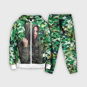 Детский костюм 3D с принтом Olga Buzova   camouflage в Новосибирске,  |  | beauty | camouflage | celebrity | girl | military | olga buzova | девушка | знаменитость | камуфляж | красавица | ольга бузова