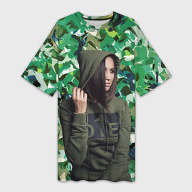 Платье-футболка 3D с принтом Olga Buzova  camouflage в Новосибирске,  |  | beauty | camouflage | celebrity | girl | military | olga buzova | девушка | знаменитость | камуфляж | красавица | ольга бузова